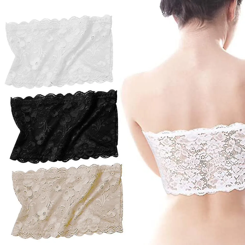 3 Piezas De Encaje Floral Mujer Tubo Top Bra Bandeau Strapless Bras