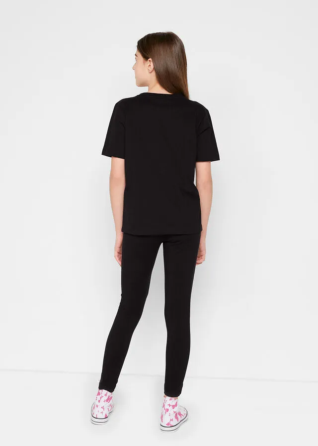 Camiseta + leggings para niñas (2 piezas) Negro