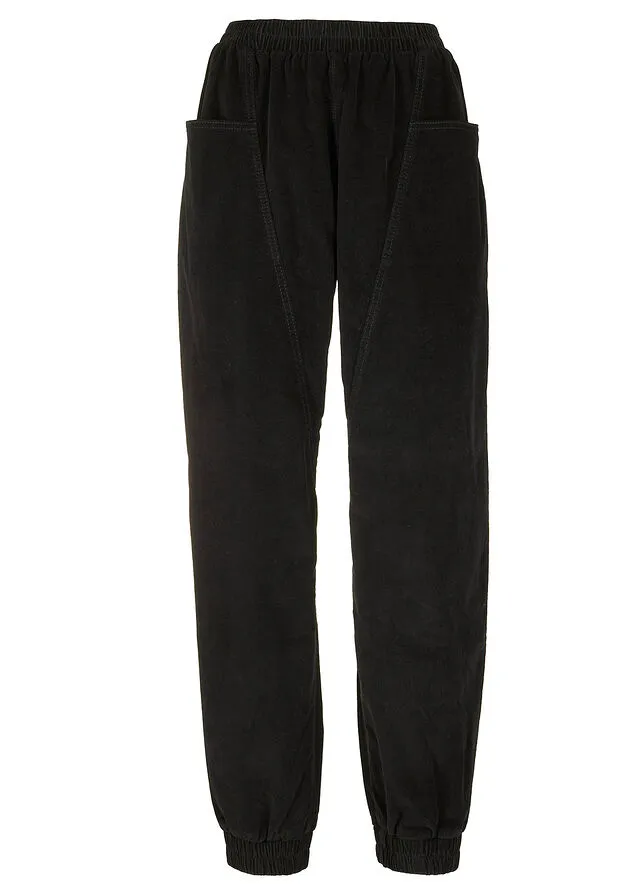 Cómodo pantalón de pana con amplios bolsillos y cintura cómoda Negro