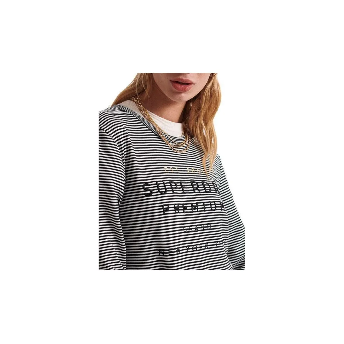 DUNNE STRIPE LS GRAPHIC TOP