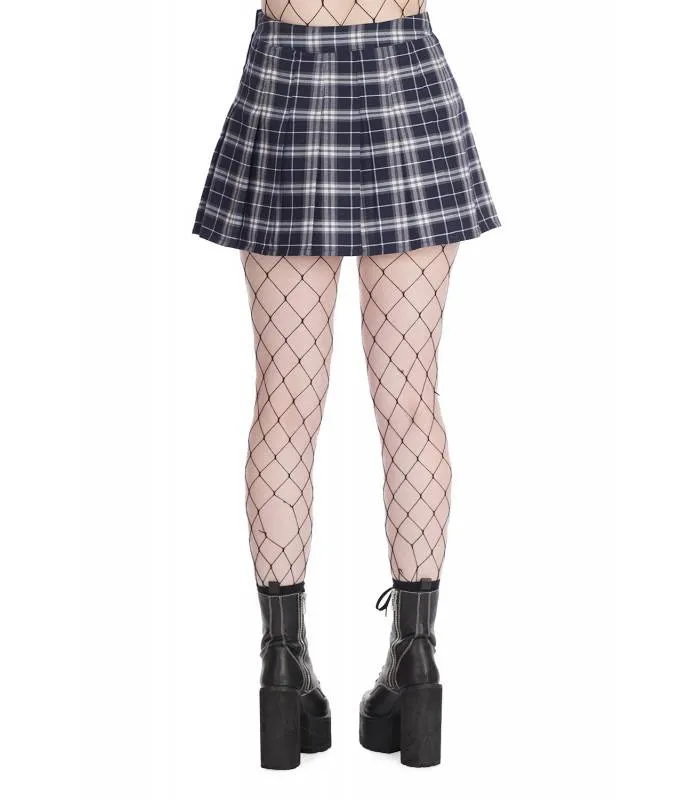 Falda Tablas Tartan Azul Marino Hebilla Pleated Skirt Navy Buckle BANNED SK25404