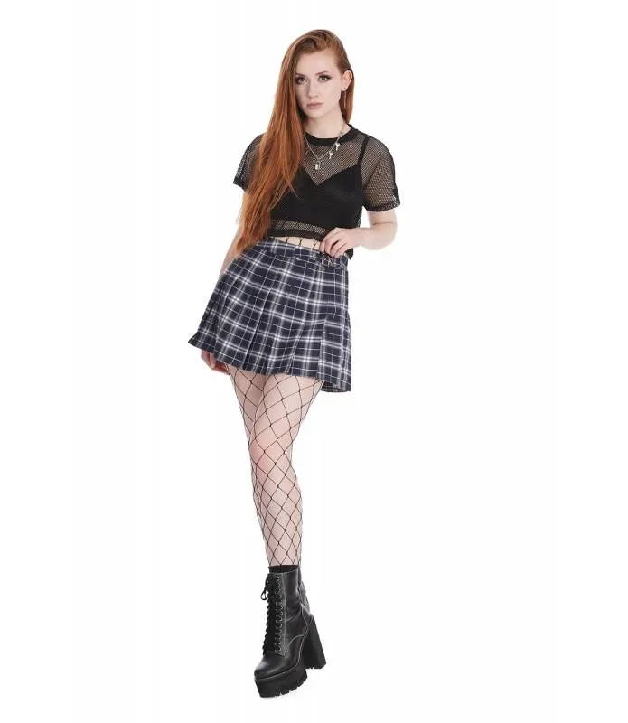 Falda Tablas Tartan Azul Marino Hebilla Pleated Skirt Navy Buckle BANNED SK25404