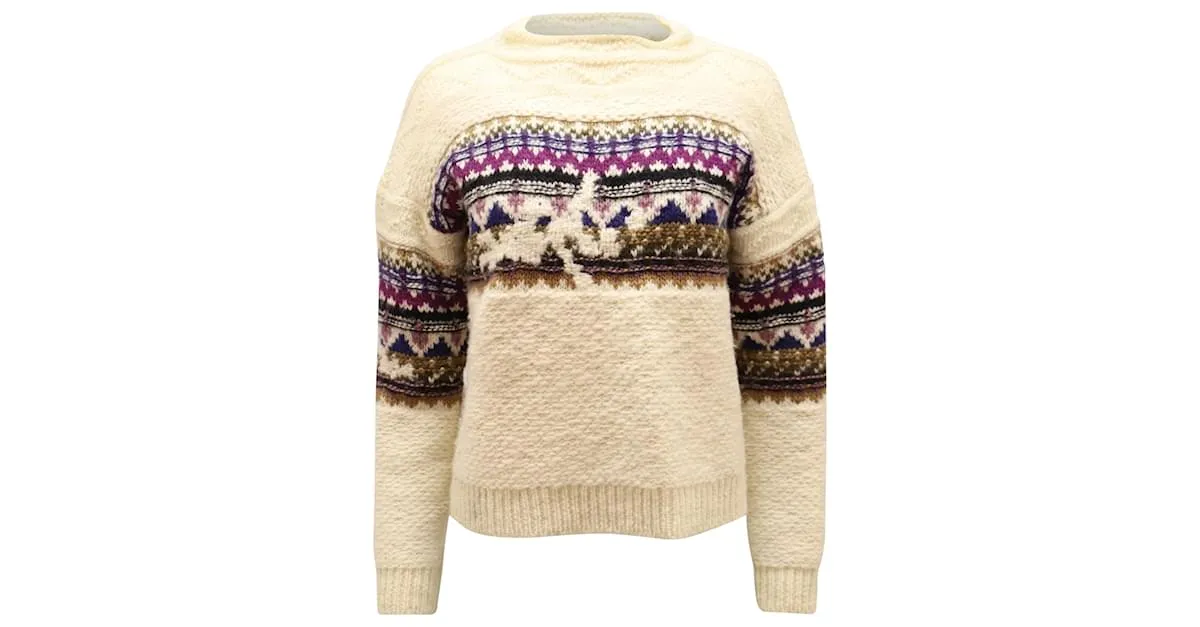 Jersey Isabel Marant Etoile Elsey Fair Isle de lana blanca Blanco Crudo 