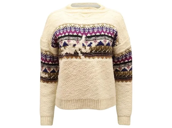 Jersey Isabel Marant Etoile Elsey Fair Isle de lana blanca Blanco Crudo 