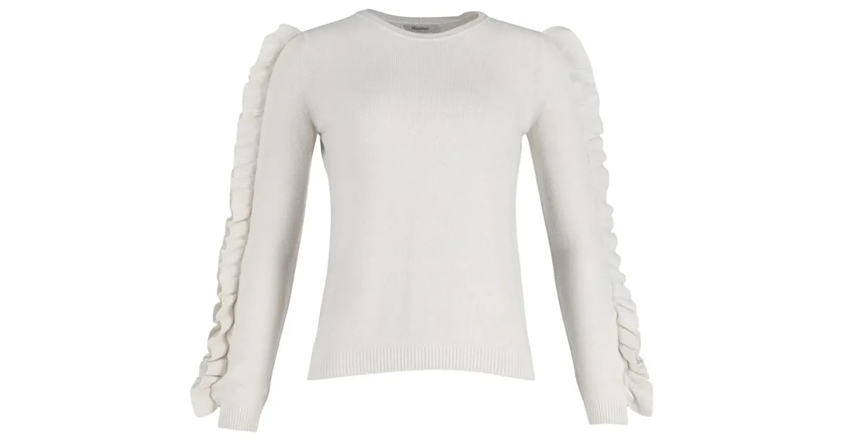 Jersey Max Mara de algodón blanco con mangas con volantes 