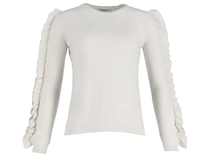 Jersey Max Mara de algodón blanco con mangas con volantes 