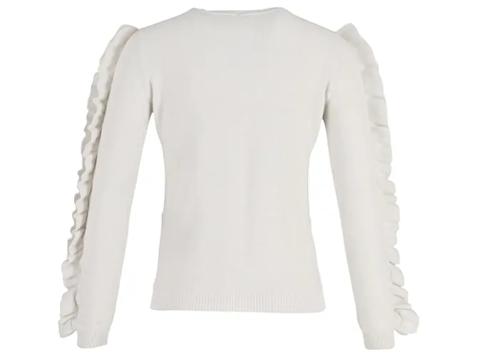 Jersey Max Mara de algodón blanco con mangas con volantes 