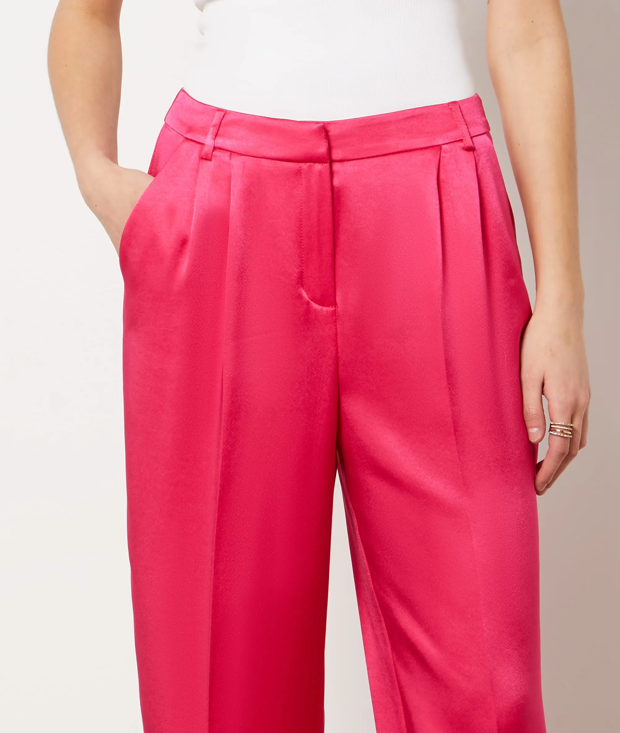 Pantalón corte ancho satinado UVIDE FUSHIA - ETAM