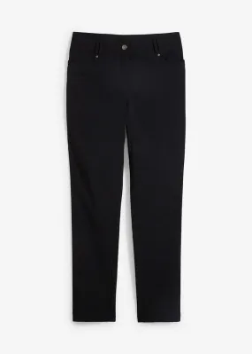 Pantalón elástico de bengalina con cintura cómoda y corte recto Negro