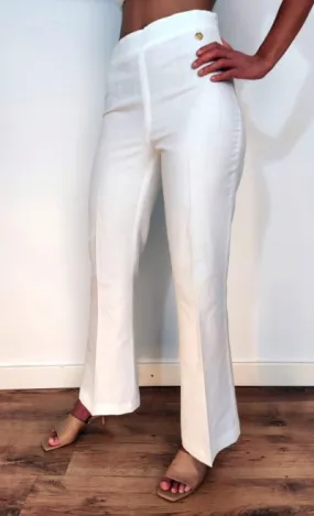 Pantalón Flare Blanco-Lino/Algodón Organico