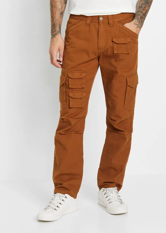 Pantalón tipo cargo de corte holgado y recto Marrón coñac