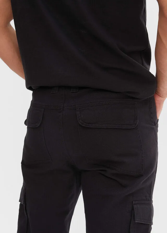 Pantalón tipo cargo de corte holgado y recto Negro