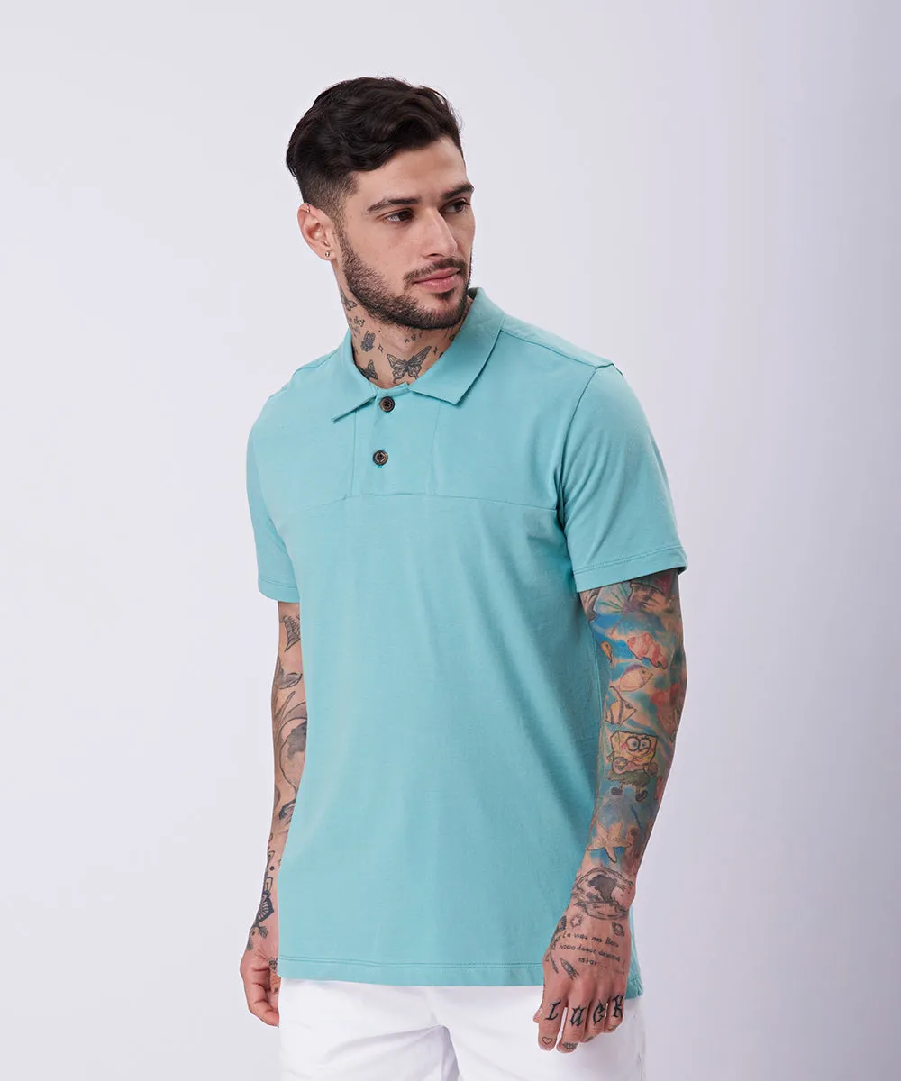 POLO MANGA CORTA JERSEY CUELLO CAMISERO CON CORTE PV23 CEMENTO