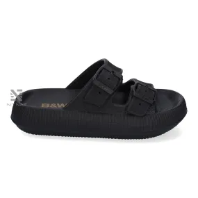 Sandalias Doble hebilla B&W Negro