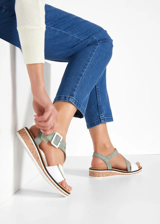 Sandalias Rieker Blanco-verde menta