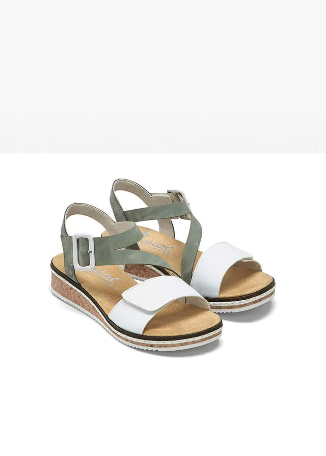 Sandalias Rieker Blanco-verde menta