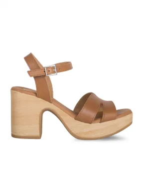 Sandalias Tacón Madera Cuero PERA LIMONERA